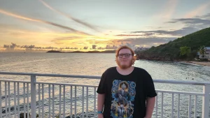 Evan overlooking the Limetree Resort Beach