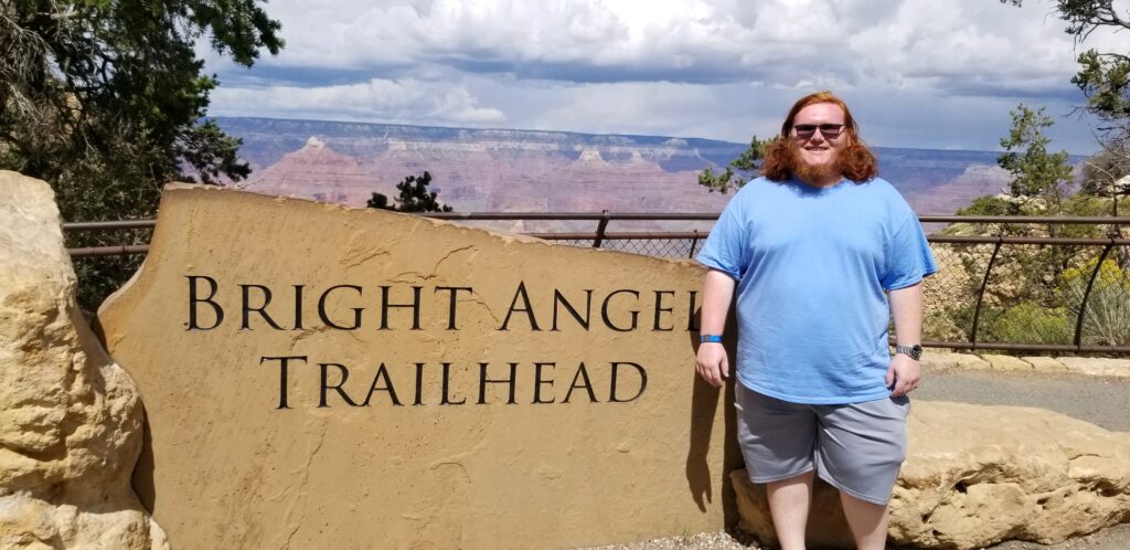 Photo of Evan at Bright Angel Trailhead